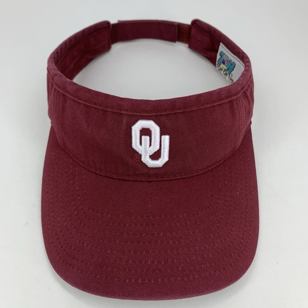 OU Oklahoma Sooners Visor Womens Crimson Adjustable Hat Cap TOW Vintage